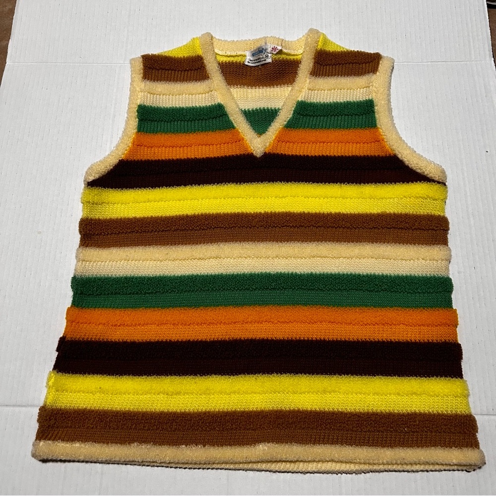 Vintage Striped Multicolor sweater Vest Sz:M